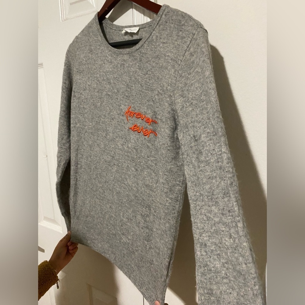 A loves A Women's Pullover Sweater Crew Neck Long Sleeve wool Gray Size small